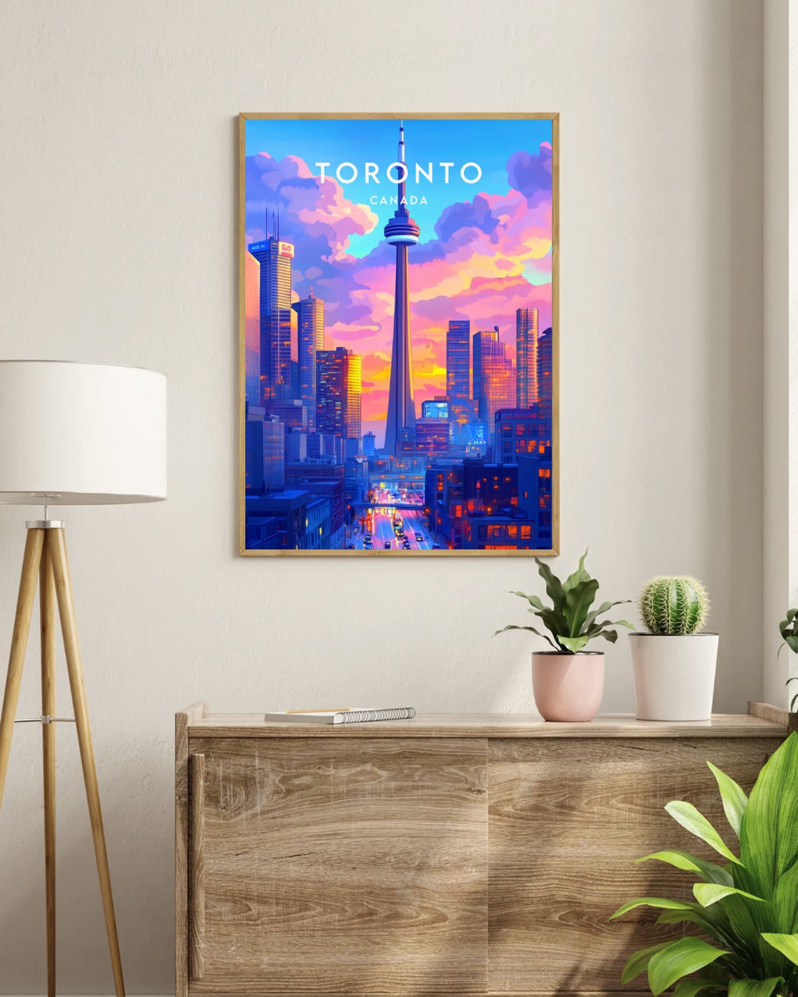 Toronto CN Tower Vibrant Sunset Skyline Canada Cityscape Art Poster - Image 3