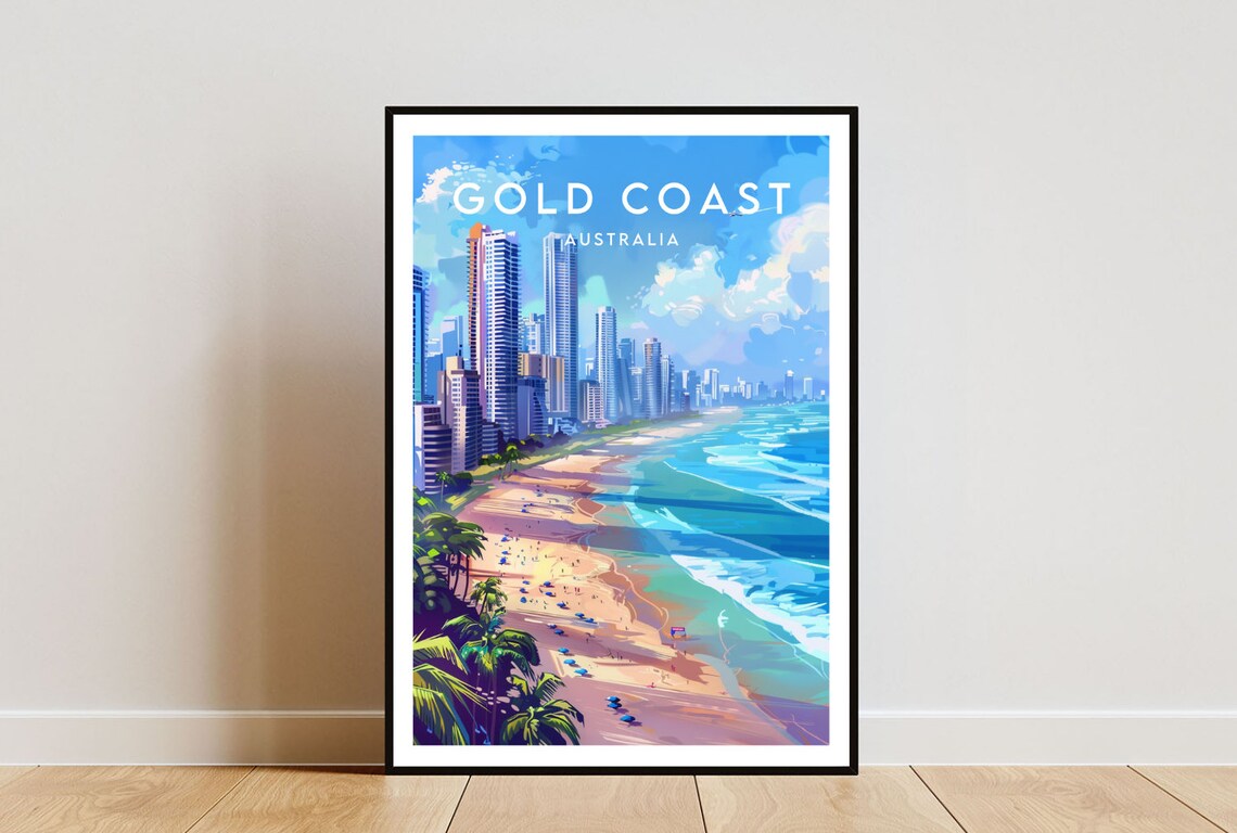 Gold Coast Travel Poster, Australia Wall Art Print