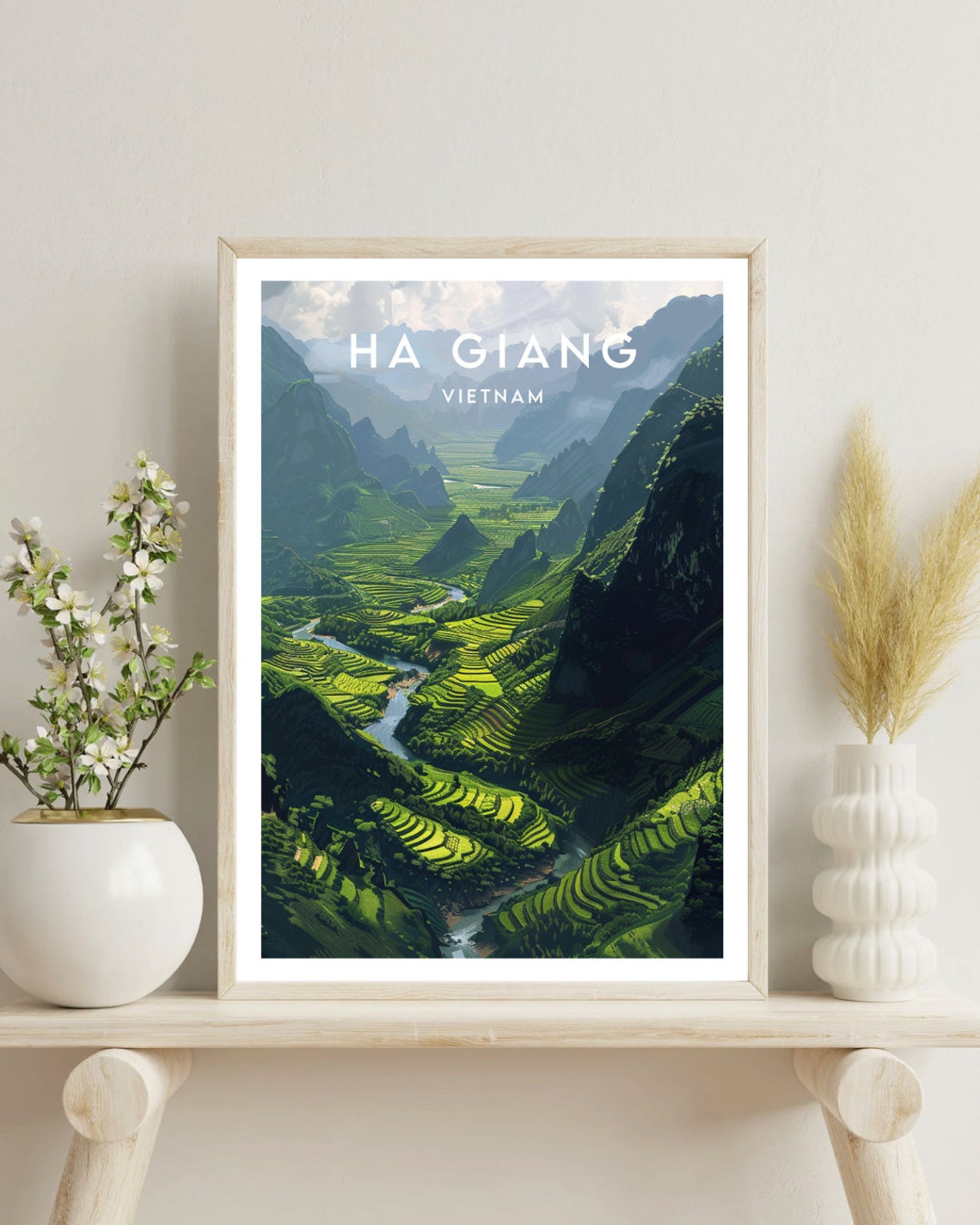 Ha Giang Vietnam Emerald Terraced Valley and Karst Peaks Art Poster - Image 4