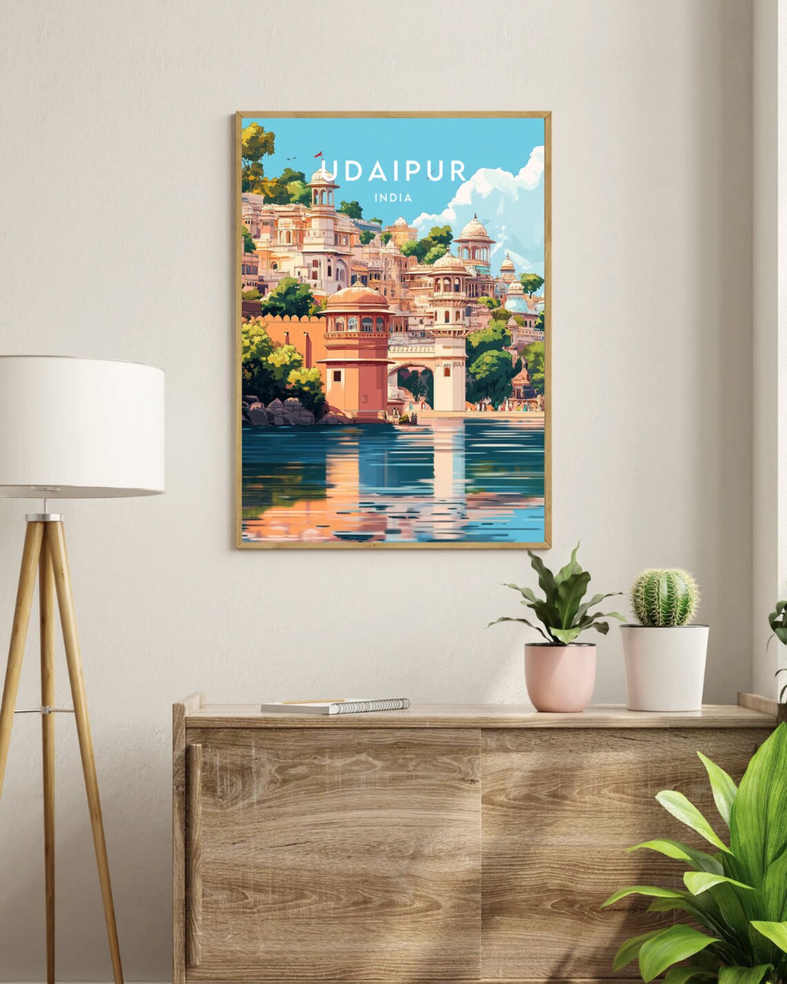 Udaipur India Lake Palace Domes Reflective Water Royal Travel Poster - Image 3
