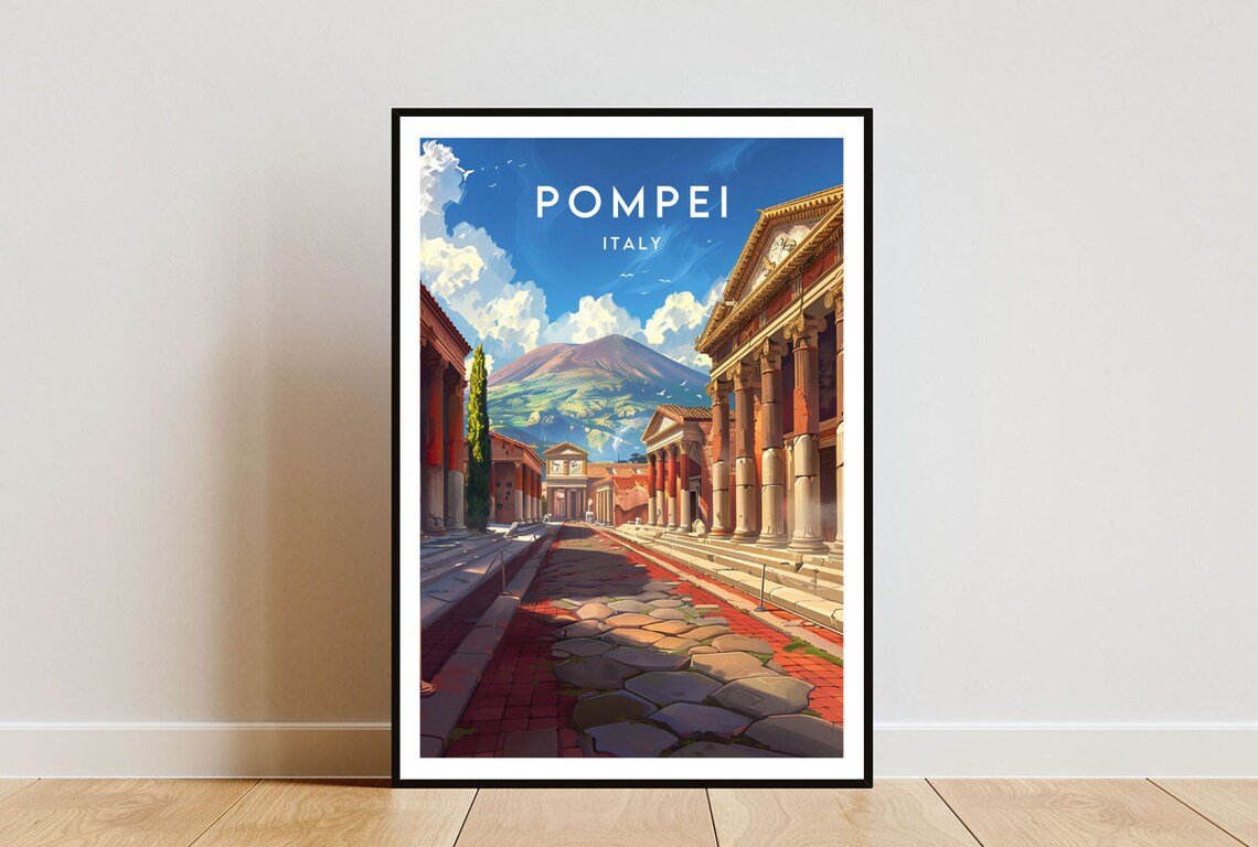 Pompei Travel Poster, Italy Europe Wall Art