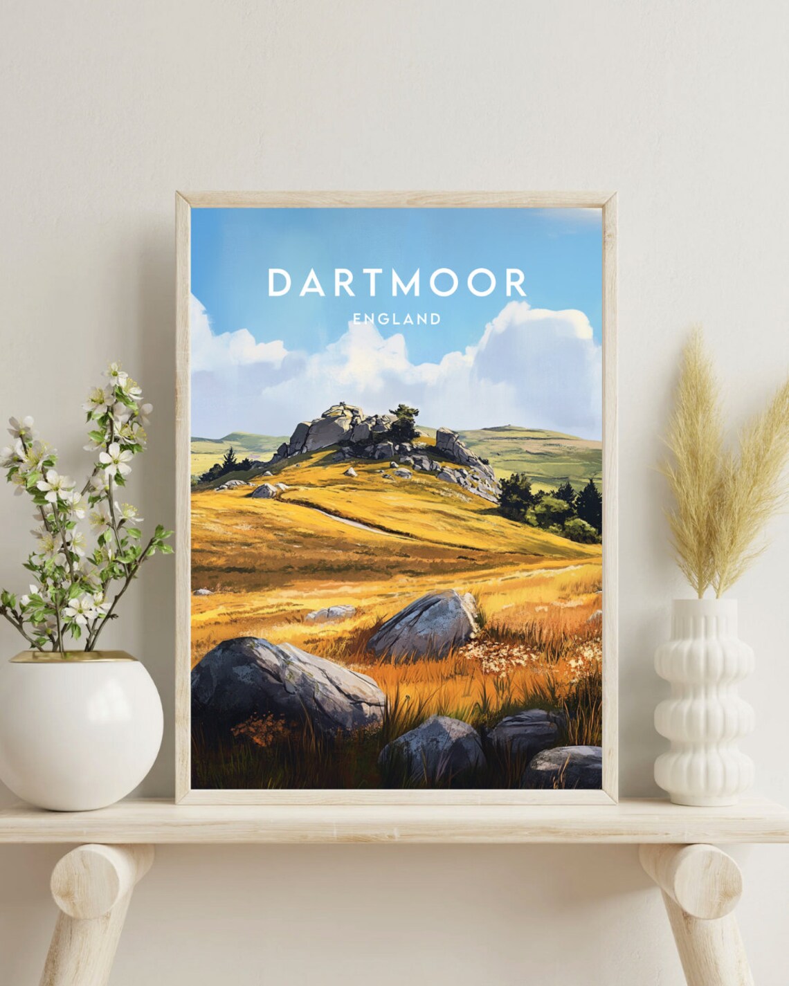 Dartmoor England Golden Moorland Granite Tors Landscape Poster - Image 4