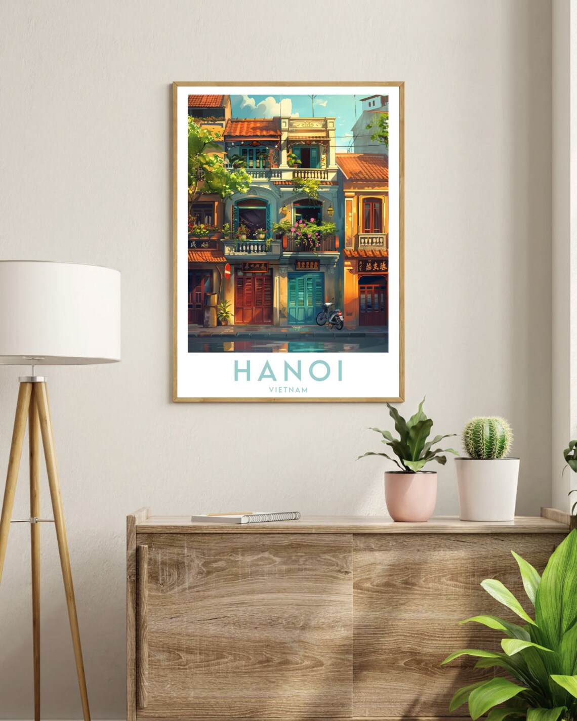 Hanoi Vietnam Old Quarter Shophouse Street Motorbike Travel Poster - Image 3