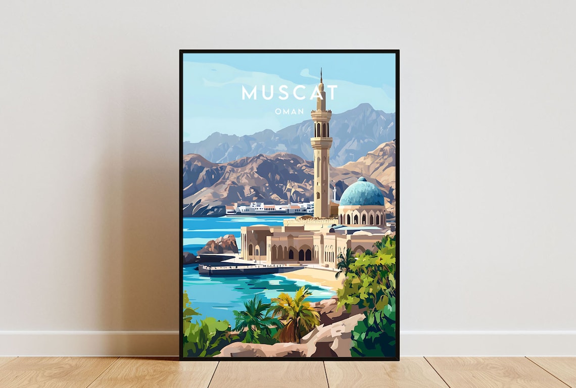 Muscat Travel Poster, Oman Middle East Wall Art