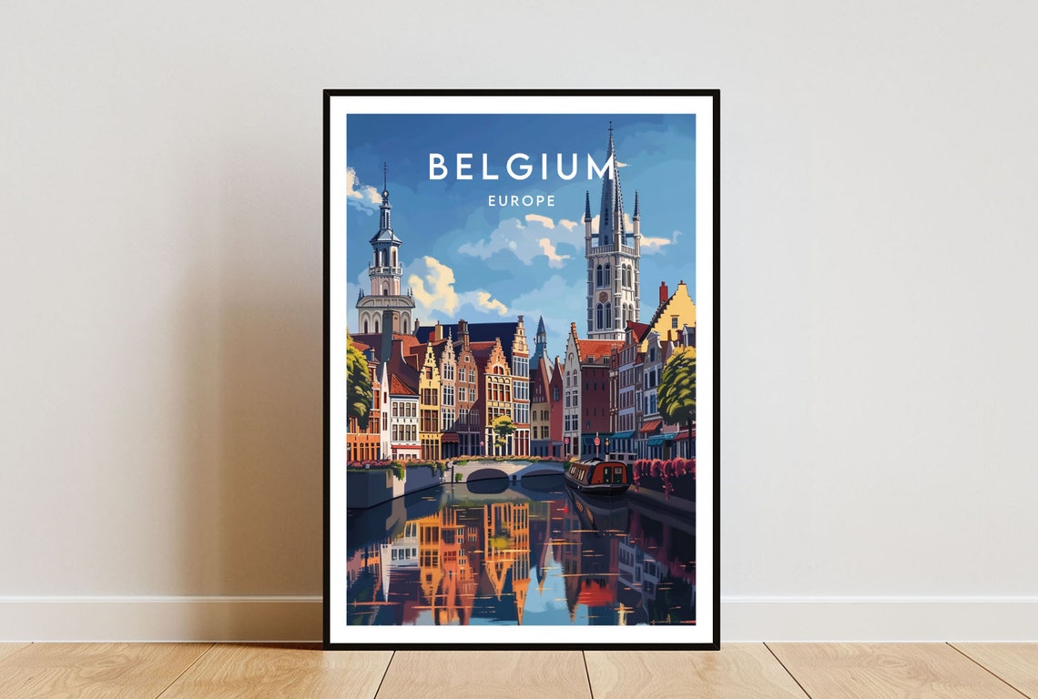 Belgium Travel Print Europe Europe Poster Belgium Poster Travel Wall Art Belgium Print Belgium Europe Brussels Poster Bruges Print