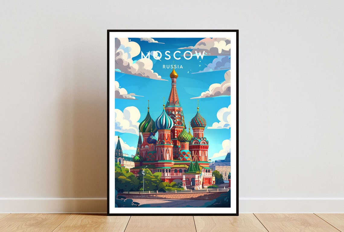 Moscow Travel Print Russia Moscow Poster Russia Poster Travel Wall Art Russia Print Russia Europe Moscow St Basils Cathedral