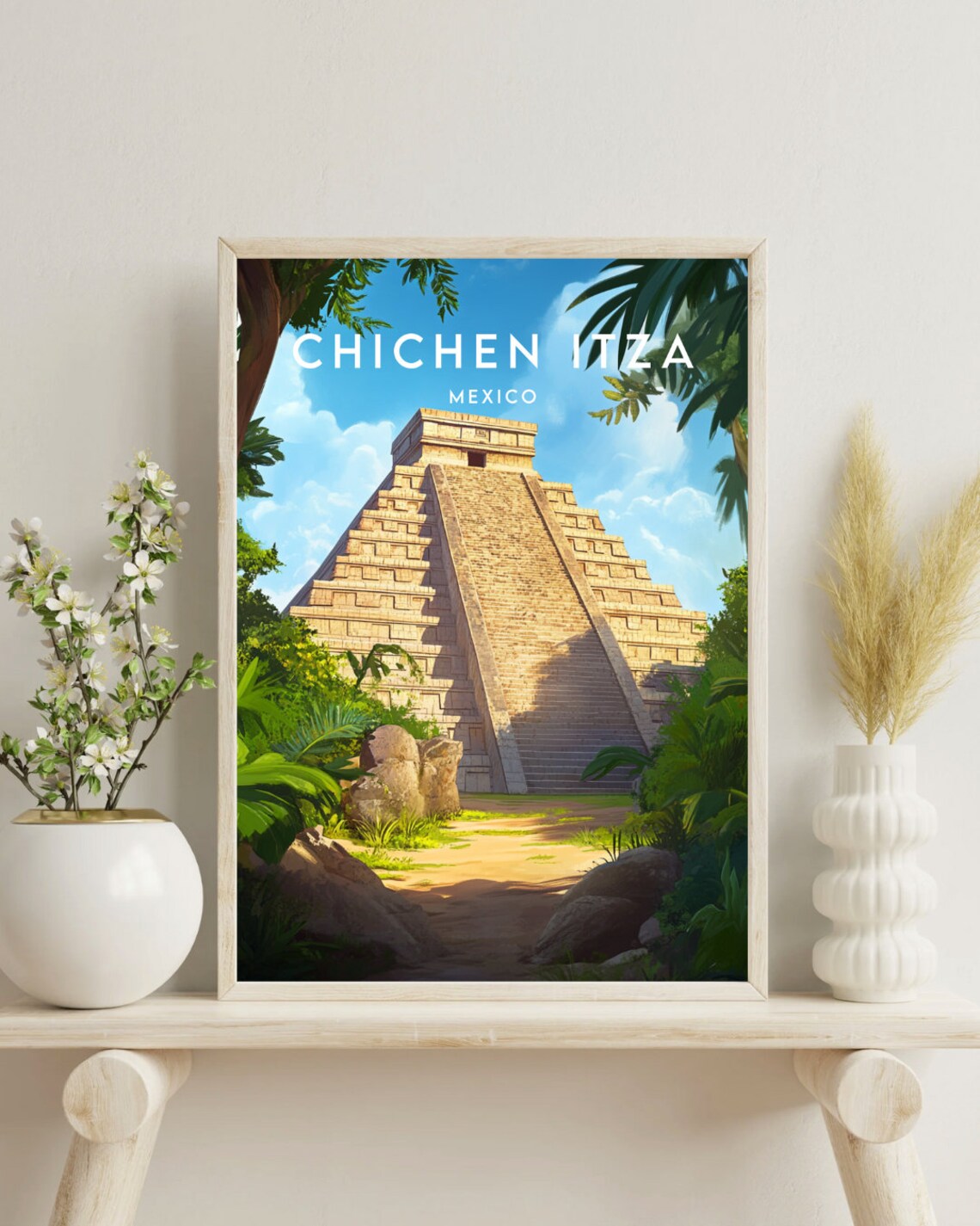 Chichen Itza Travel Poster, Mexico Landmark Art Print - Image 4