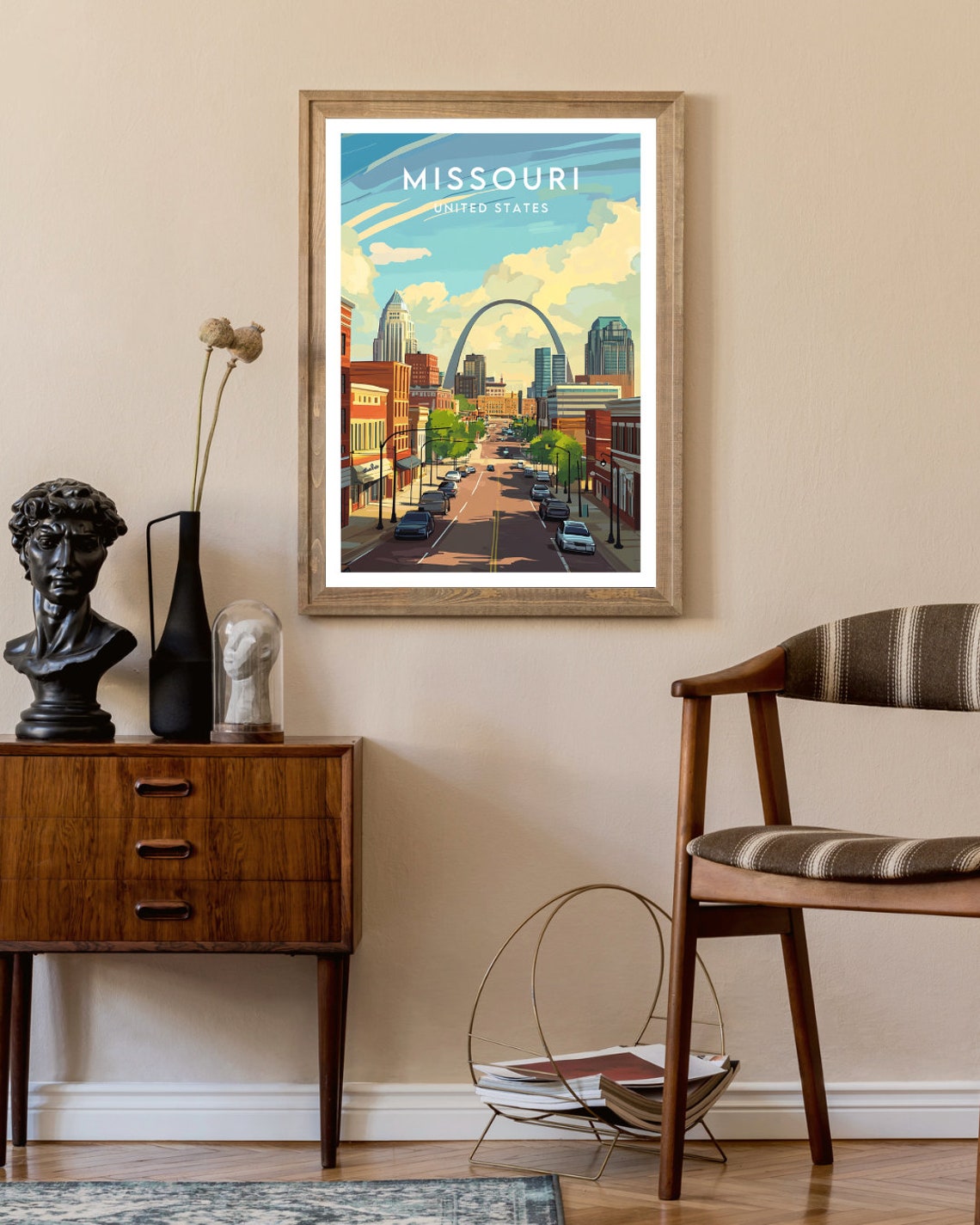 Missouri Saint Louis Gateway Arch Downtown Street Travel Poster - Image 2