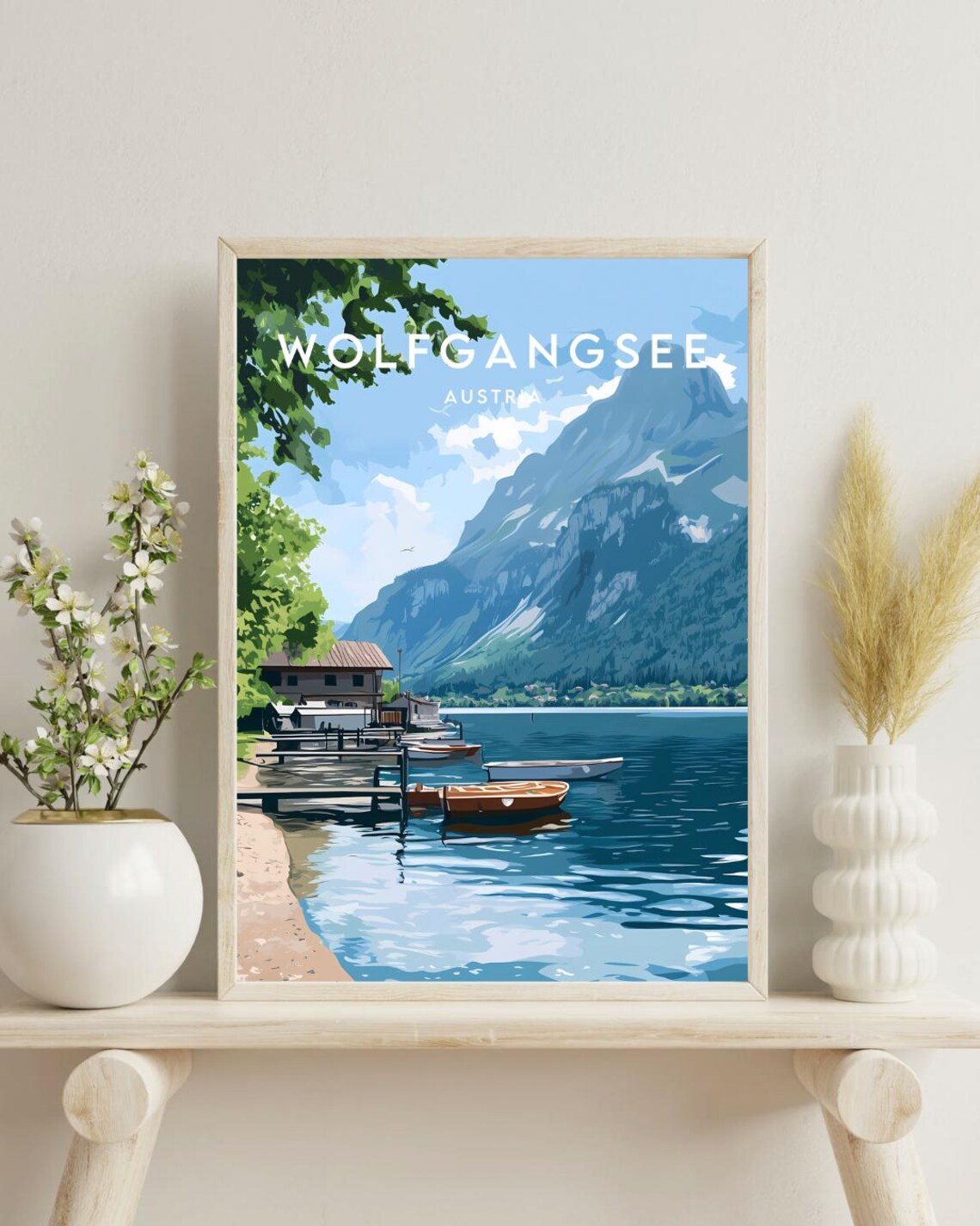 Wolfgangsee Austria Lake Boats and Mountain View Travel Poster - Image 4
