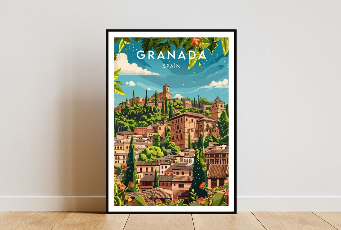 Granada Travel Poster, Spain Europe Wall Art