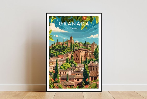Granada Travel Poster, Spain Europe Wall Art