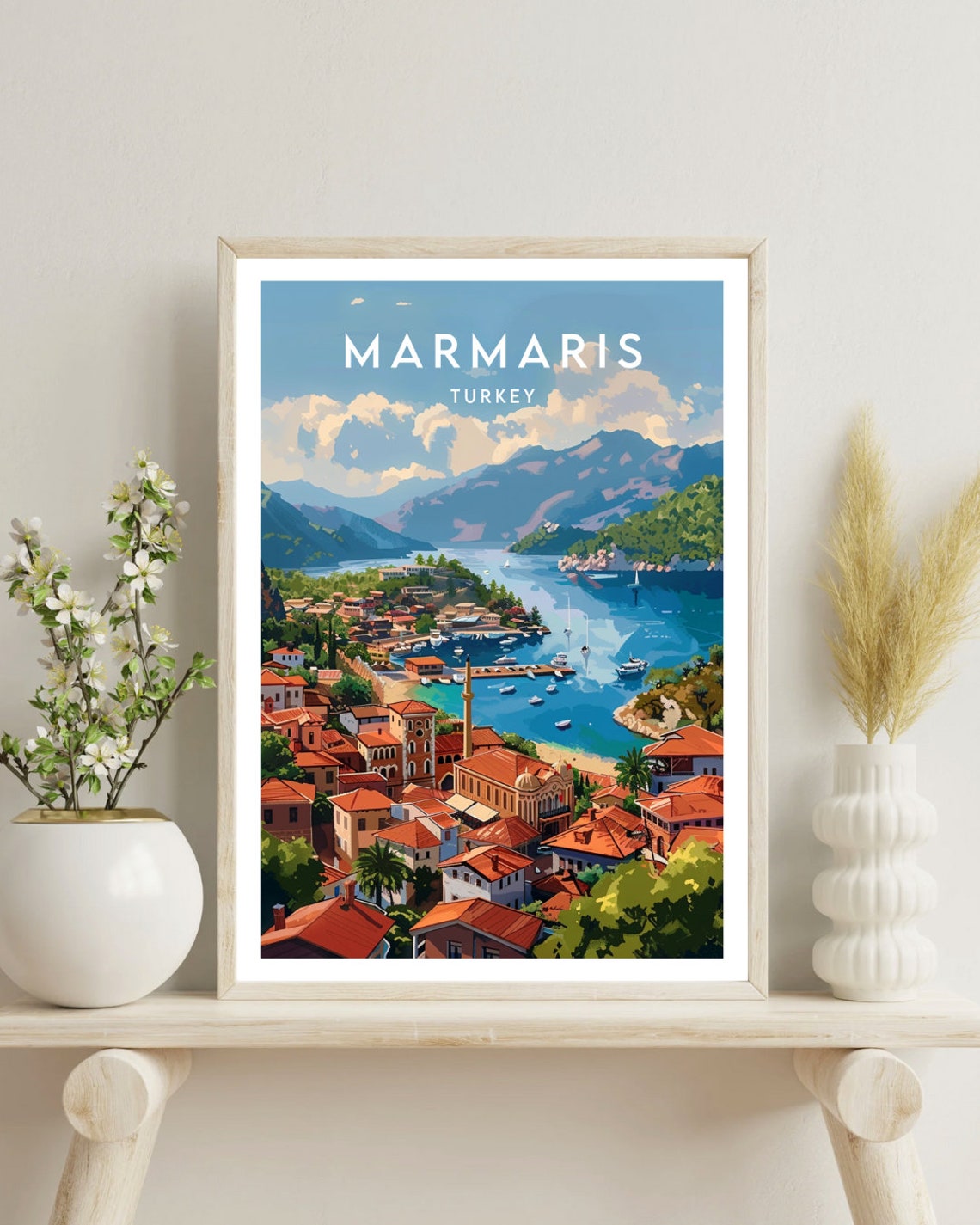Marmaris Turkey Seaside Coastal Bay Marina Harbor Town Poster - Image 4