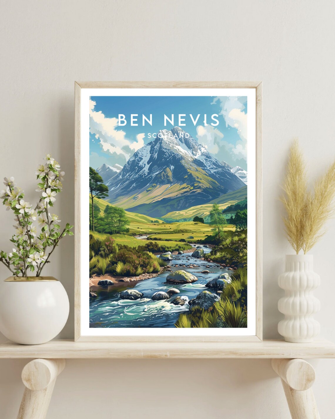 Ben Nevis Scotland Snowy Peak Highland Stream Vintage Travel Poster - Image 4