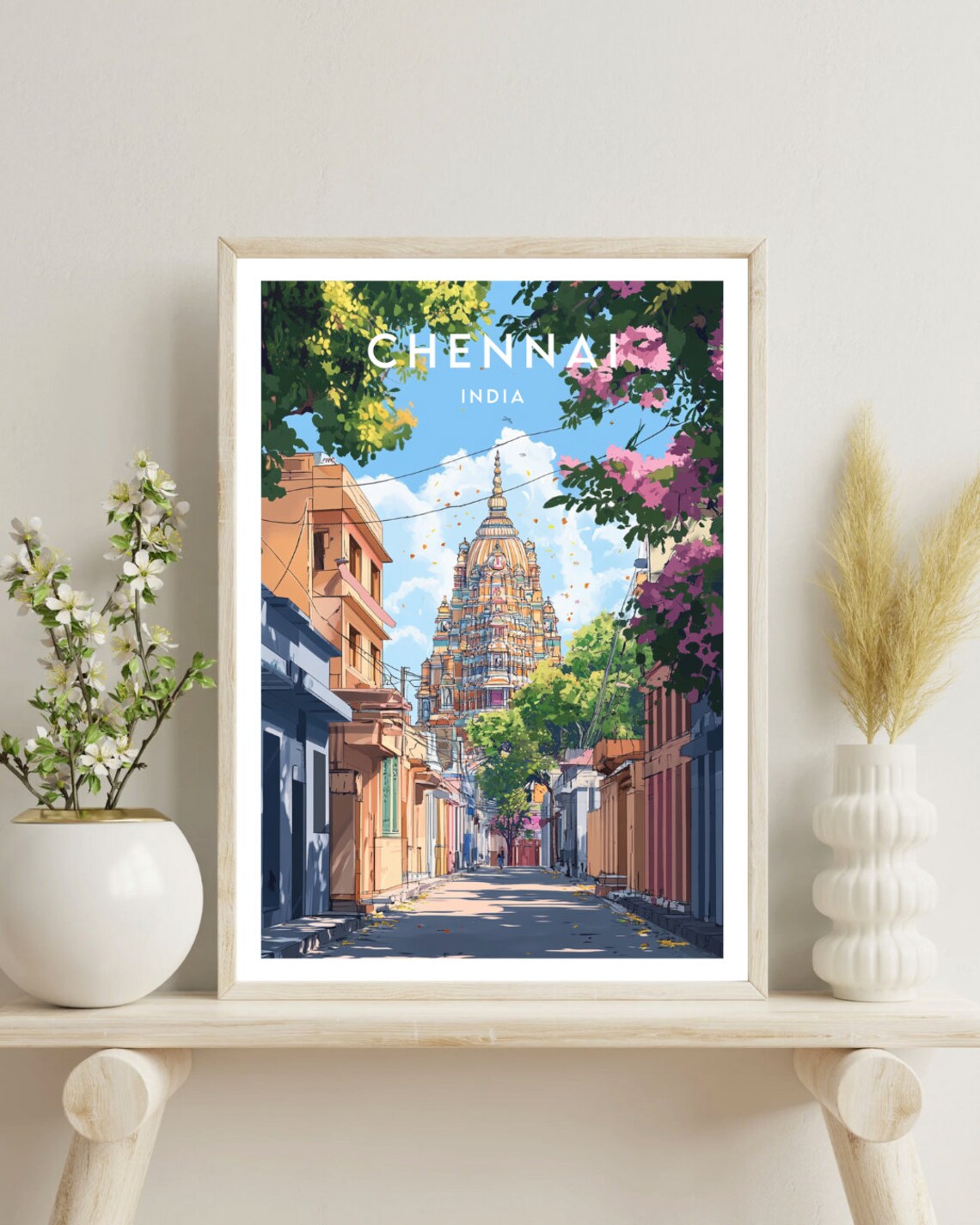 Chennai India Hindu Temple Tower Colorful Street Travel Poster - Image 4