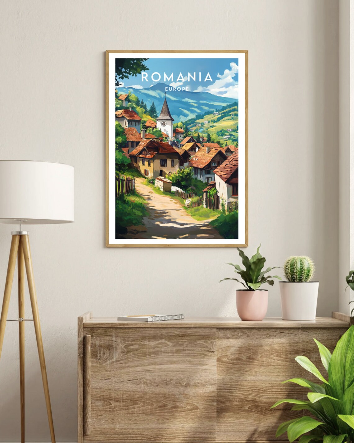Romania Mountain Village Church Dirt Lane Europe Travel Poster - Image 3