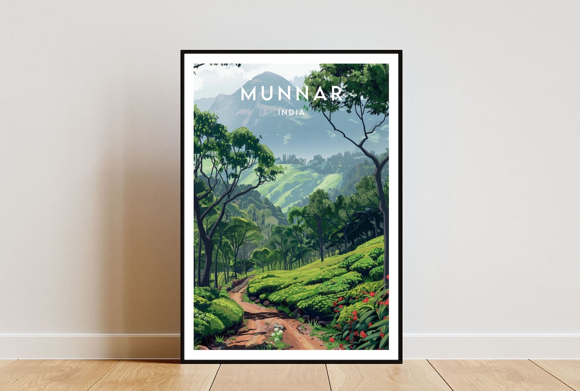 Munnar Travel Print India Munnar Poster India Poster Travel Wall Art India Print Kerala Kerala Poster South India Kochi Cochin