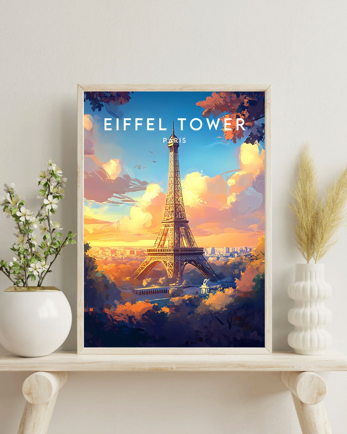 Eiffel Tower Paris Sunset Golden Sky Landmark Travel Art Poster - Image 4