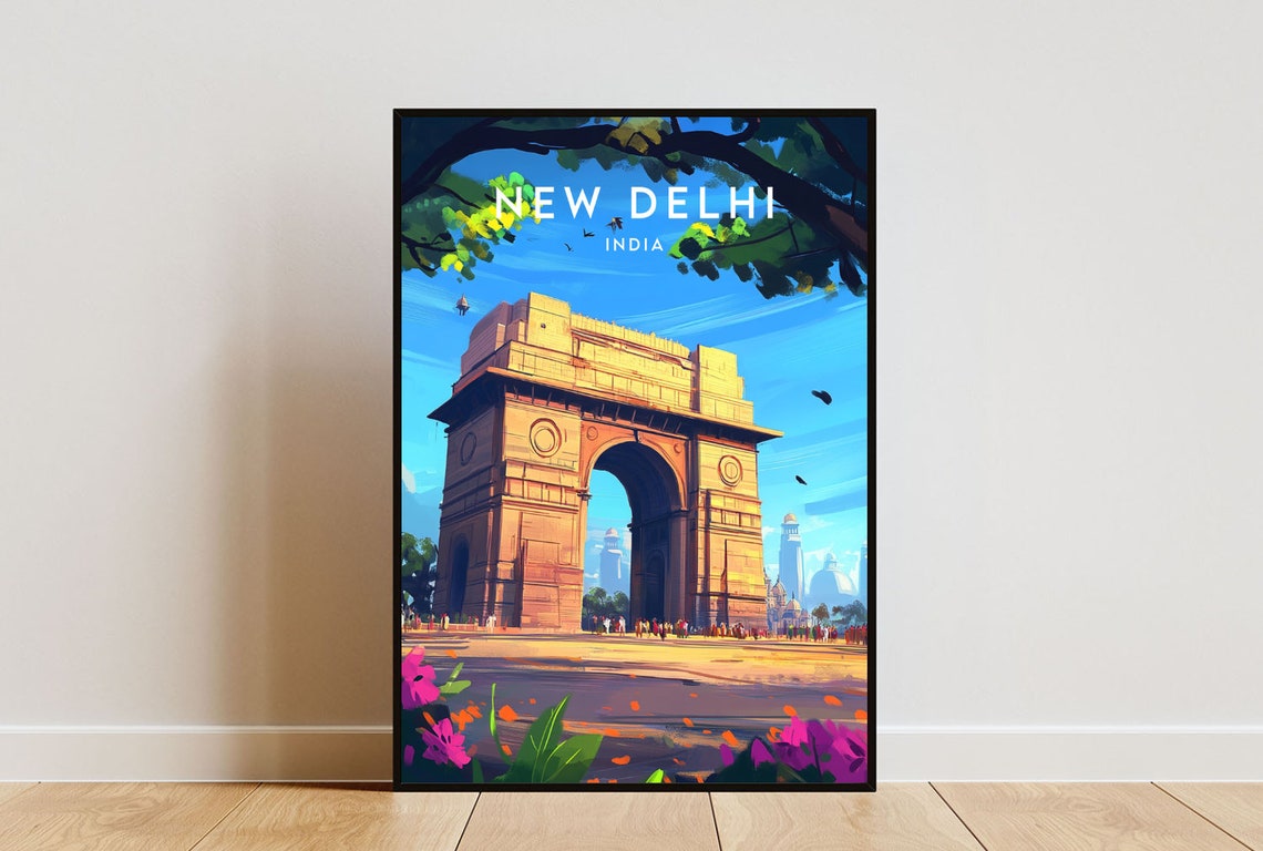 New Delhi Travel Print India New Delhi Poster India Poster Travel Wall Art India Print Delhi Delhi Poster India Gate Poster India