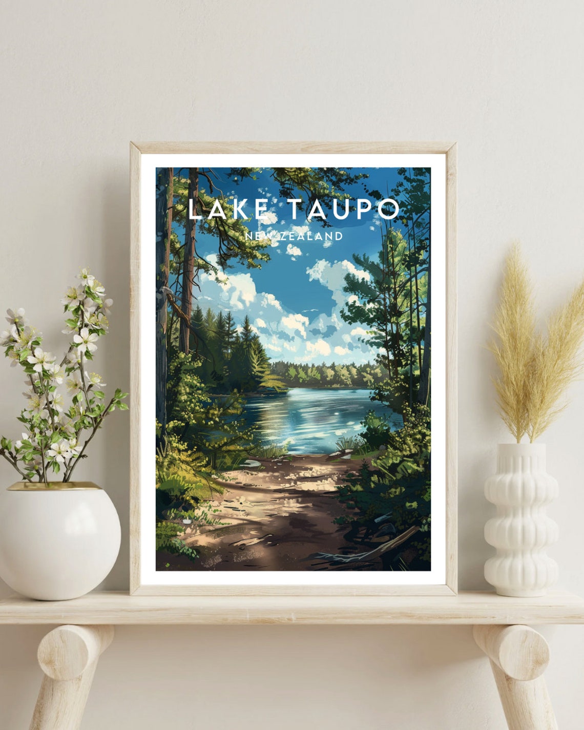 Lake Taupo Travel Print New Zealand Lake Taupo Poster New Zealand Poster Travel Wall Art New Zealand Print New Zealand Lake Taupo - Image 4