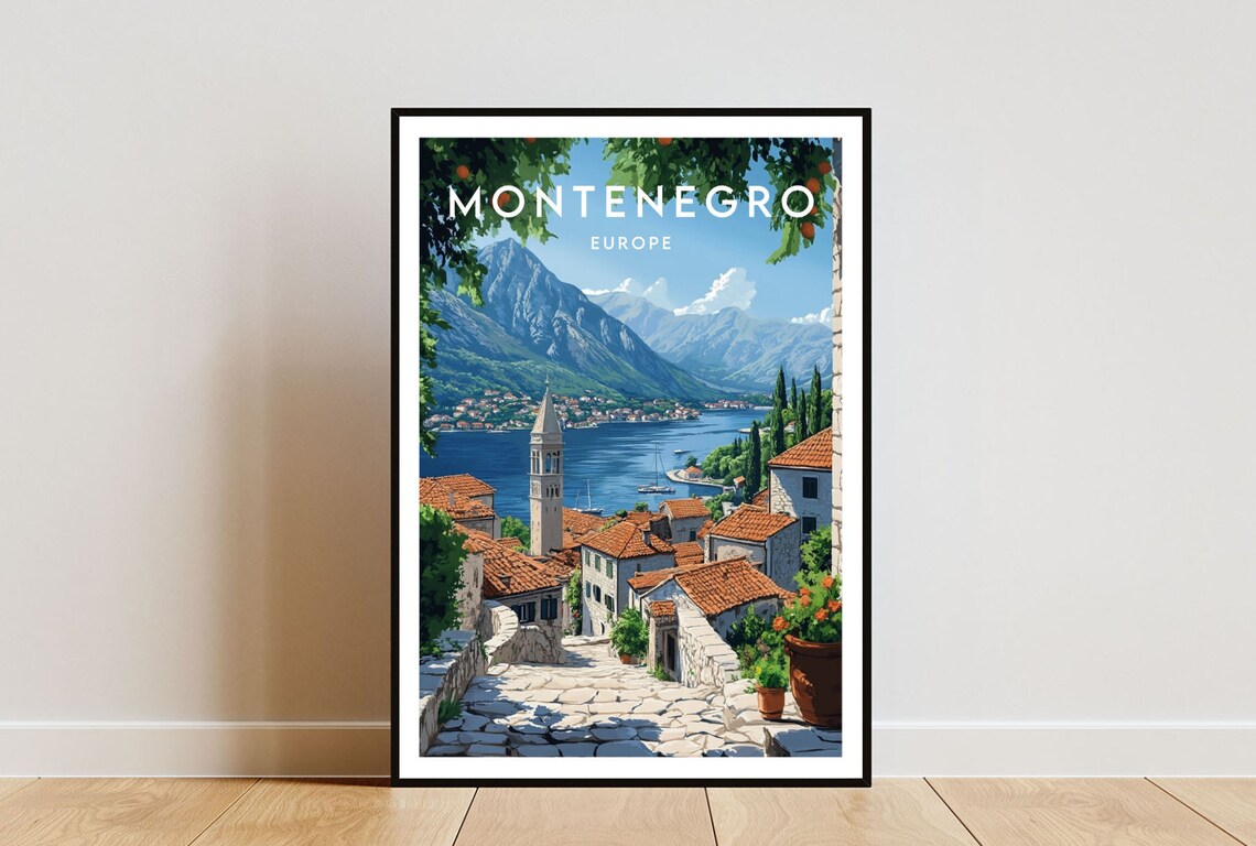 Montenegro Travel Poster, Europe Wall Art Print