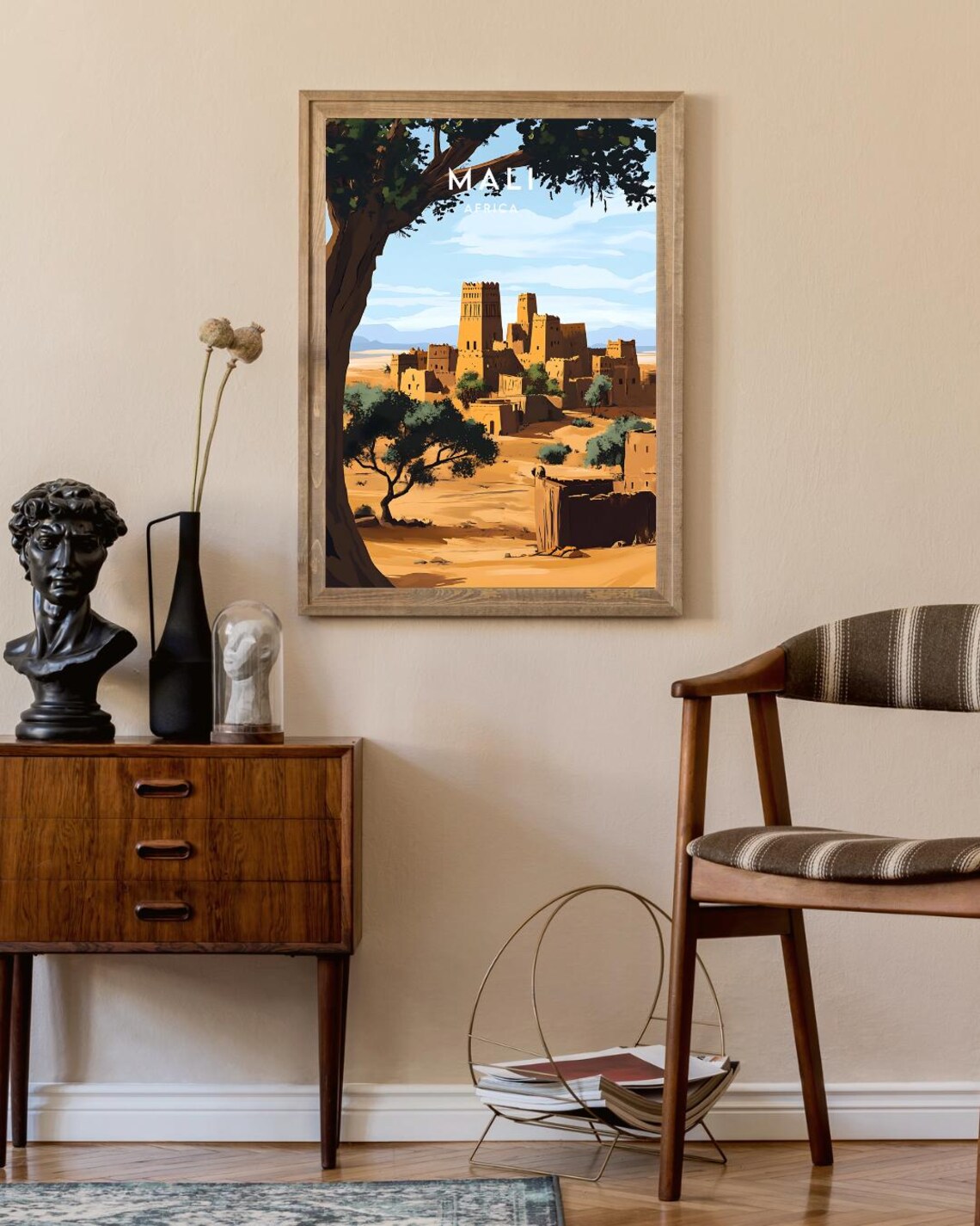 Mali Africa Mud Brick Desert Village Golden Savanna Travel Poster - Image 2