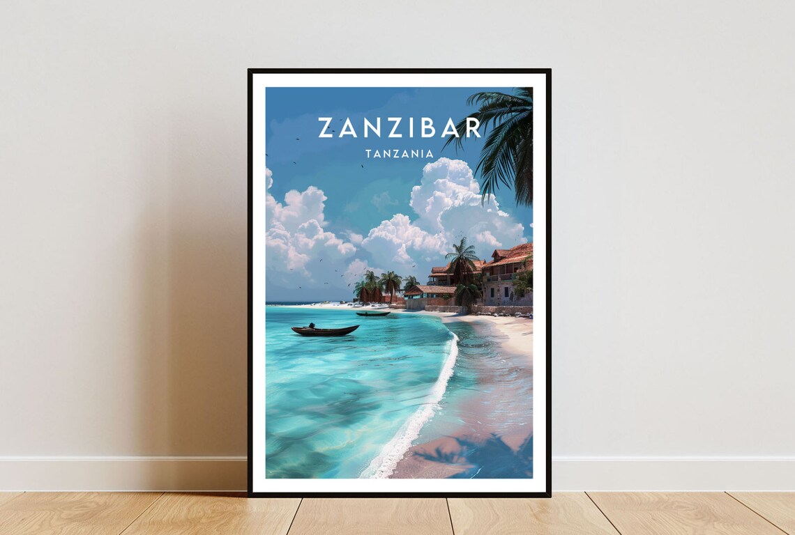 Zanzibar Travel Poster, Tanzania Africa Travel Art