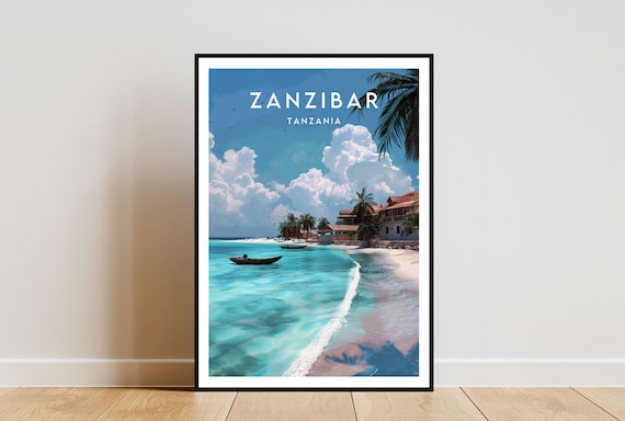 Zanzibar Travel Poster, Tanzania Africa Travel Art