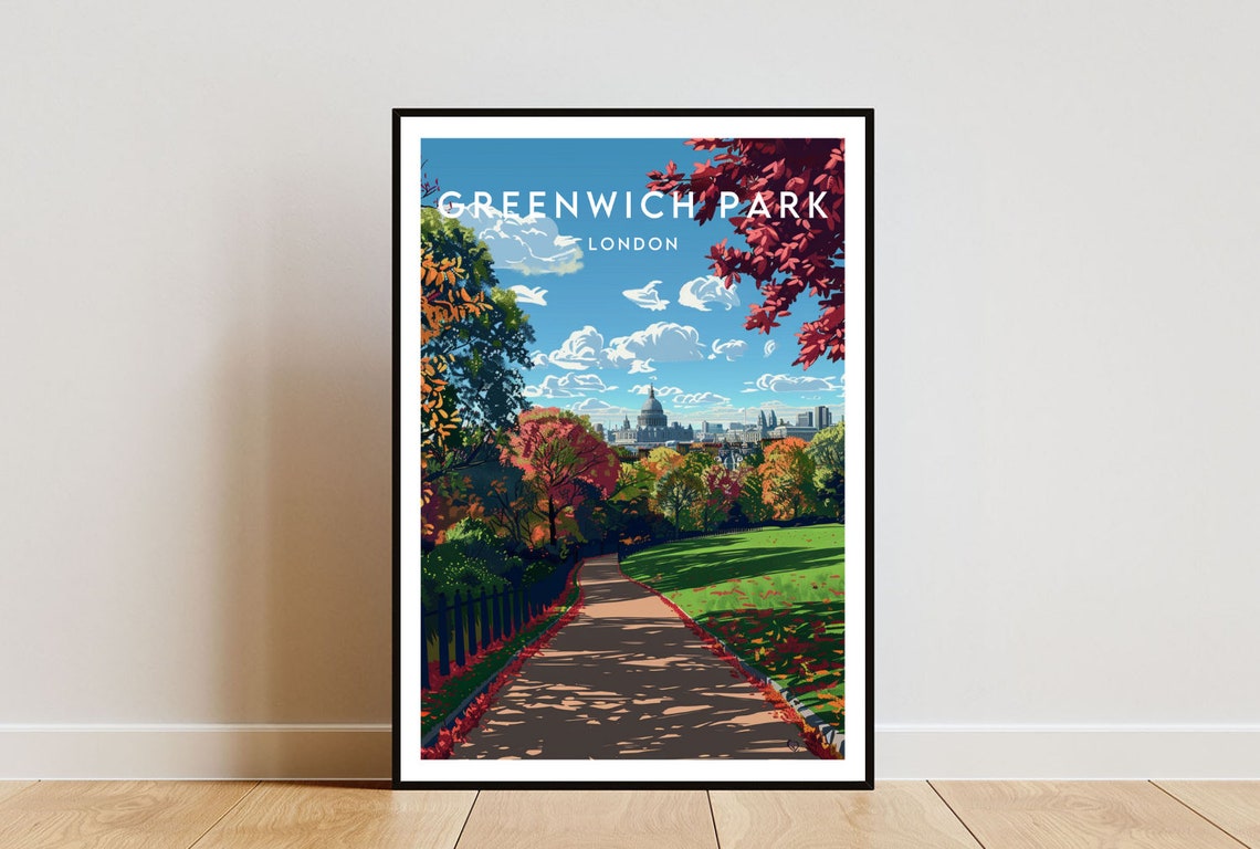 Greenwich Park Travel Print London Greenwich Park Poster London Poster Travel Wall Art London Print England London Greenwich Park