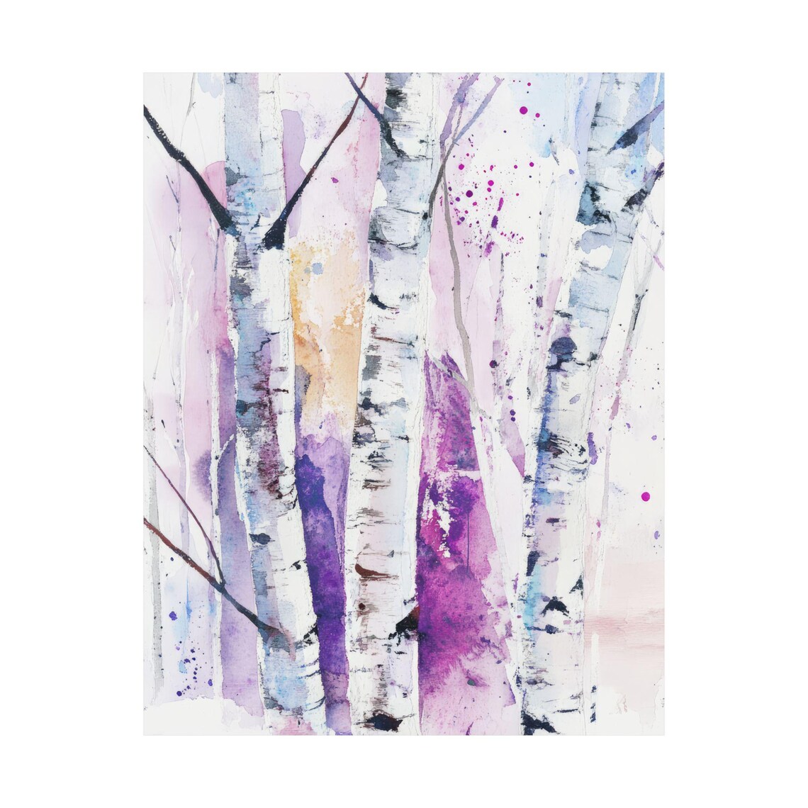 Birch Forest Watercolor Tree Artwork, Art Print - Image 4