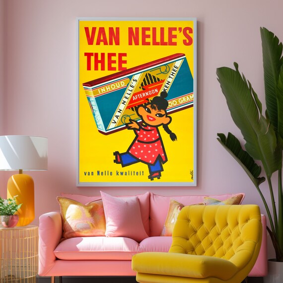 Retro Poster Netherlands 1950s Wall Art Van Nelle Tea Coffee Tobacco Rotterdam