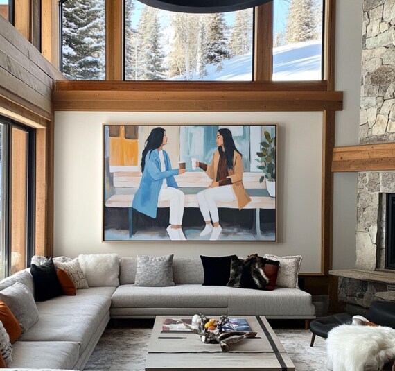 Cozy Friendship Wall Art Moms Wall Art Coffee Lovers Wall Art Women Wall Art Coffee Break Poster