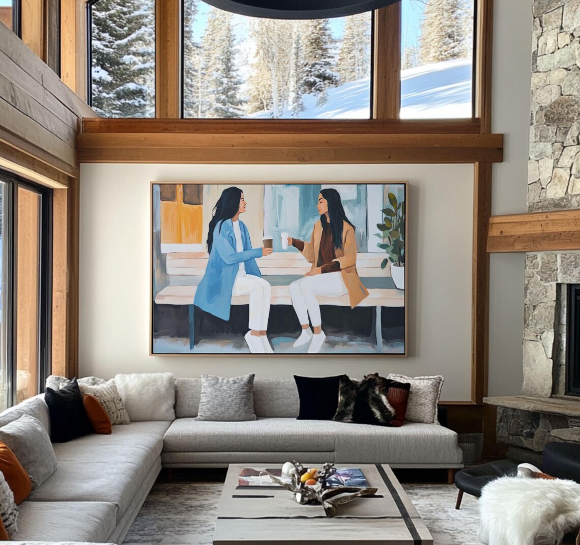 Cozy Friendship Wall Art Moms Wall Art Coffee Lovers Wall Art Women Wall Art Coffee Break Poster