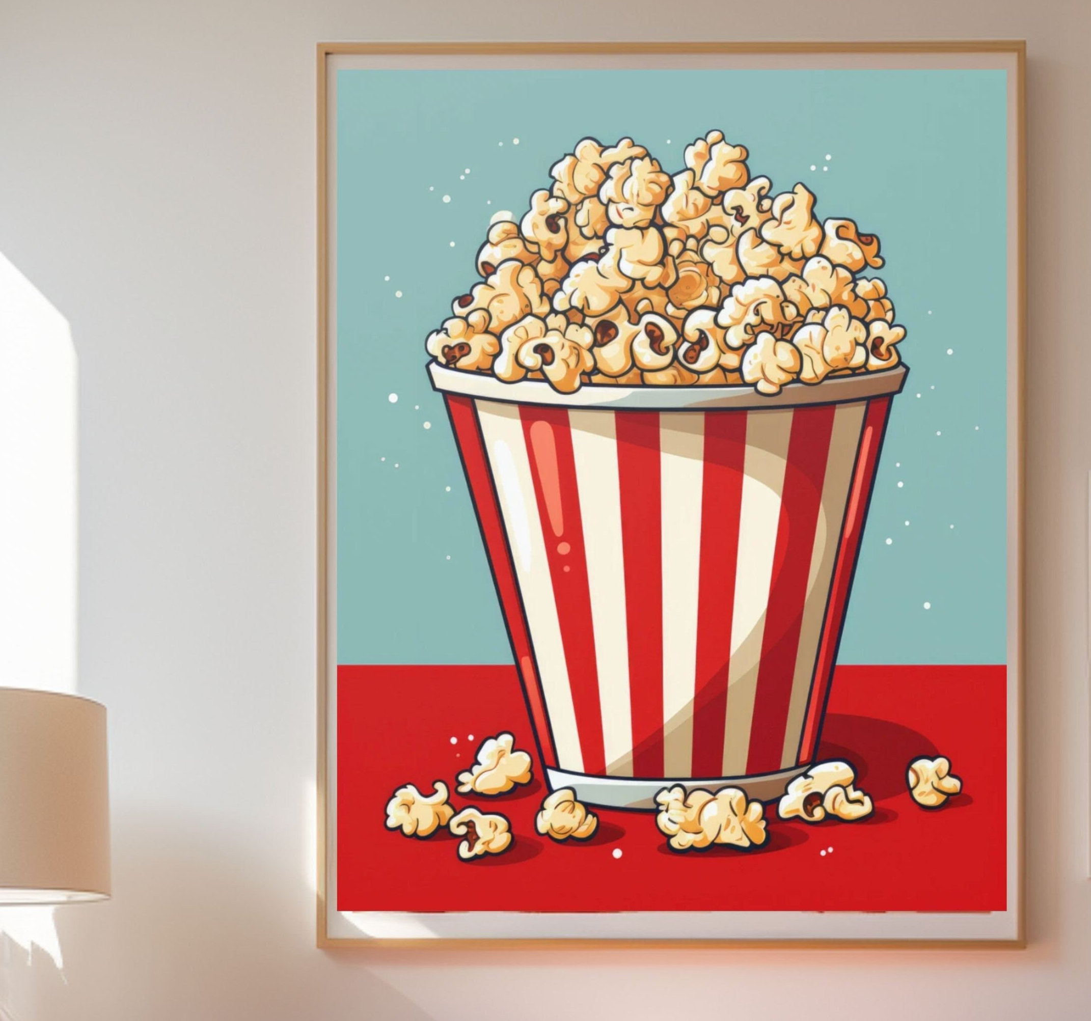 Pop Corn Retro Poster, Vintage Dorm Room Preppy Art