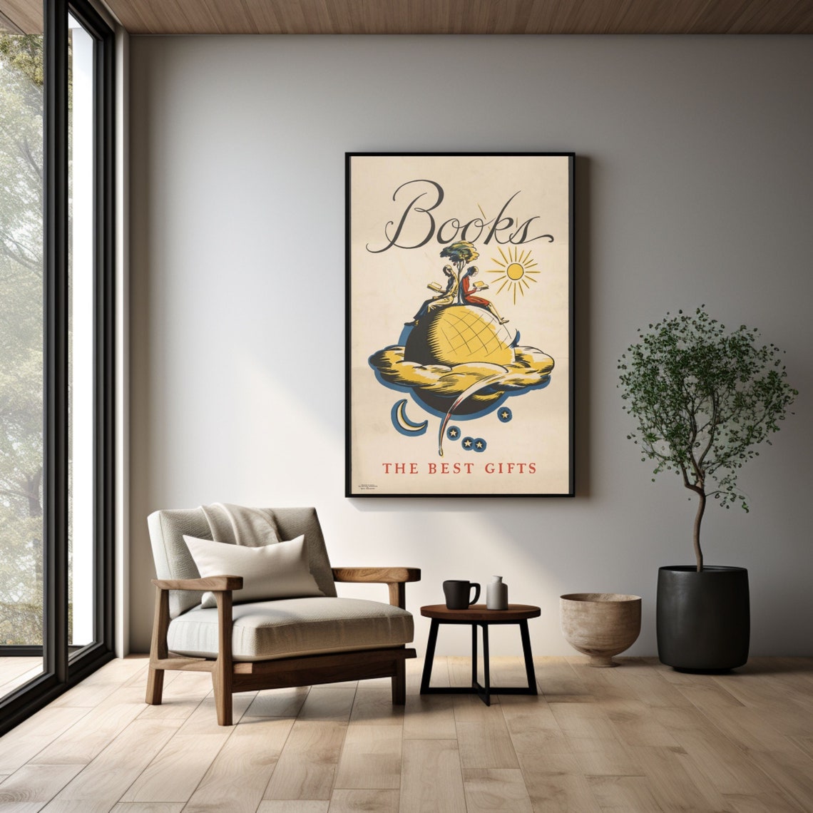 Vintage Books The Best Gifts Script Poster for Readers and Libraries