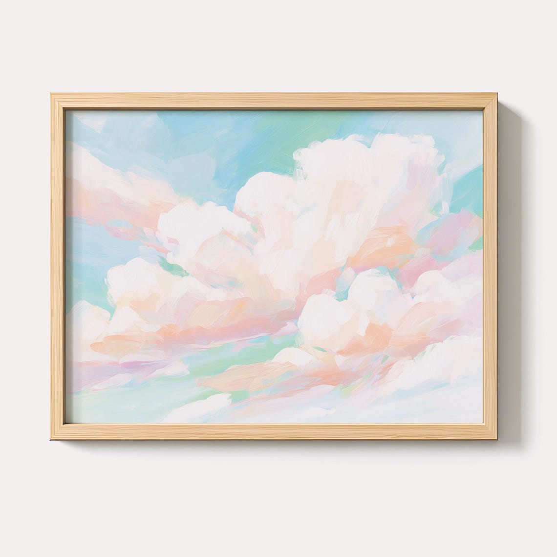 Pastel Clouds Drifting In Dreamy Pink Sky Abstract Art Poster