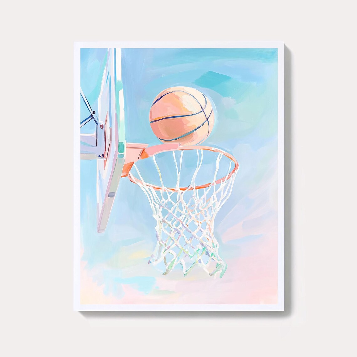 Watercolor Basketball Art Print, Sporty Pastel Decor