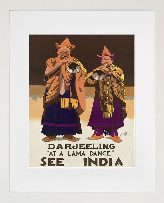 Darjeeling Travel Poster India Art Lama Dance Print Zt238a