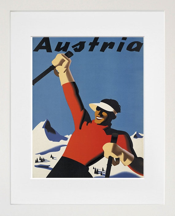 Austria Ski Travel Poster, Austrian Art