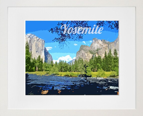 Yosemite National Park Granite Cliffs and River Travel Poster