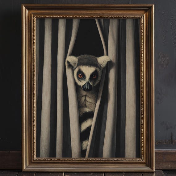 Ring Tailed Lemur Statement Art Print, Academia