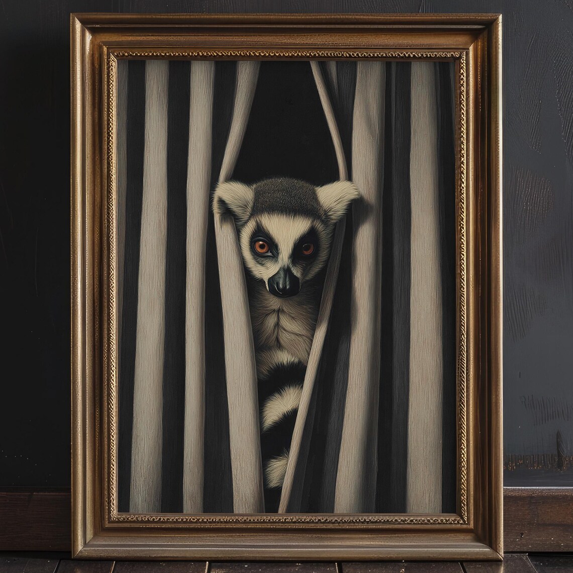 Ring Tailed Lemur Statement Art Print, Academia