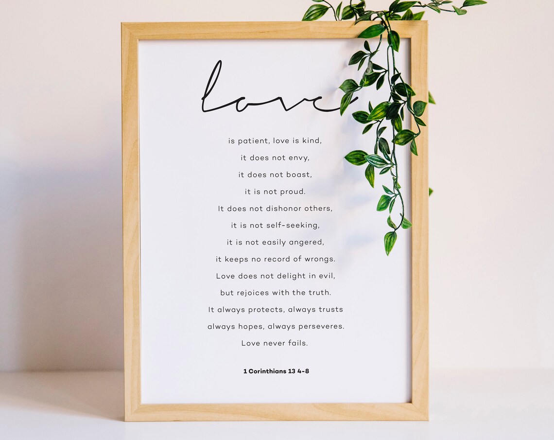 Love Is Patient Bible Verse Poster 1 Corinthians 13 with Greenery Accent - Image 2