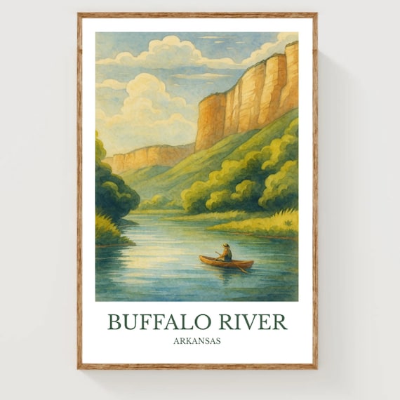 Buffalo River Watercolor Design Poster United States Print Wall Art