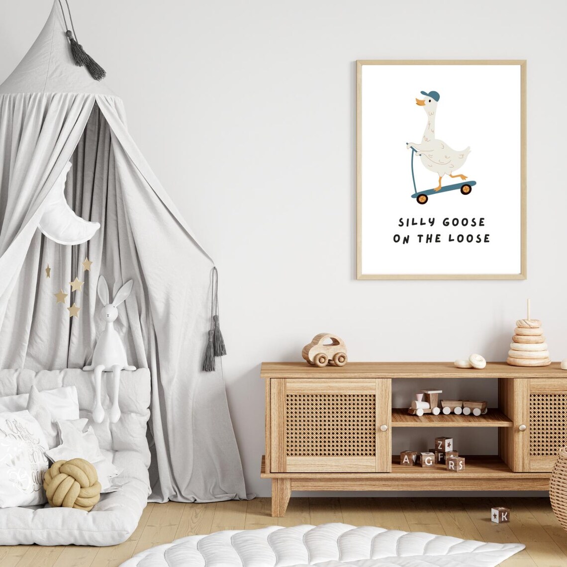 Silly Goose On The Loose Retro Nursery Art Print - Image 4