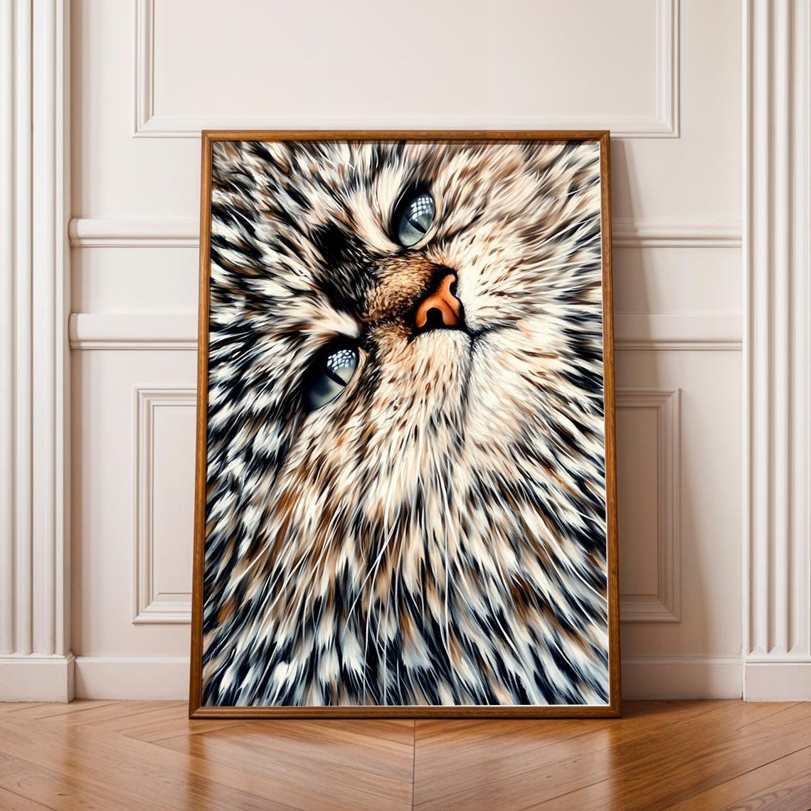 Cat Paint Print Oil Painting Expressionism Wall Art Gray Beige Boho Poster Modern Cute Wall Decor Home Decor Art - Image 4