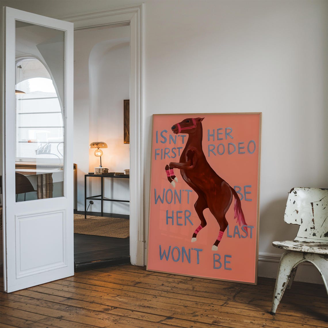 Isn't Her First Rodeo Horse Quote Pink Western Cowgirl Wall Art