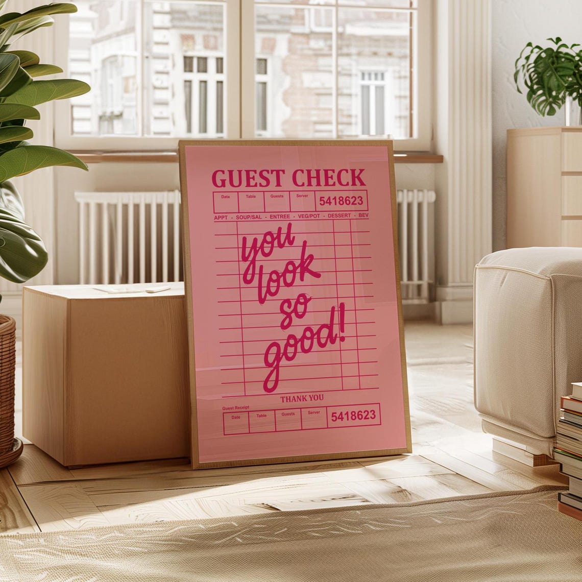 You Look So Good Pink Guest Check Diner Receipt Wall Decor Poster - Image 2