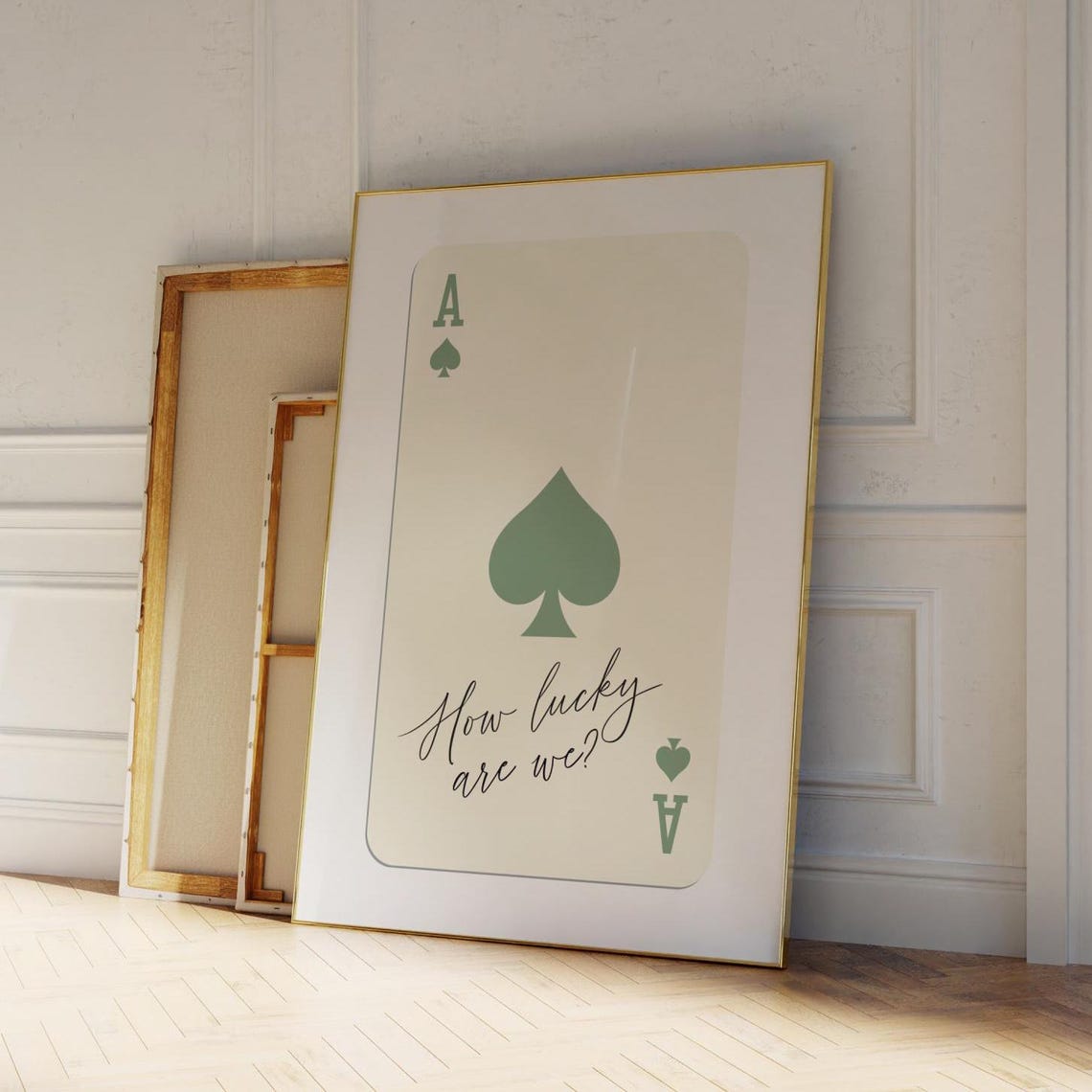 Ace Of Spades How Lucky Are We Print Poster Retro Trendy Wall Art Bar Cart Art Vintage Playing Card Poster Print Green Ace Of Spades - Image 2
