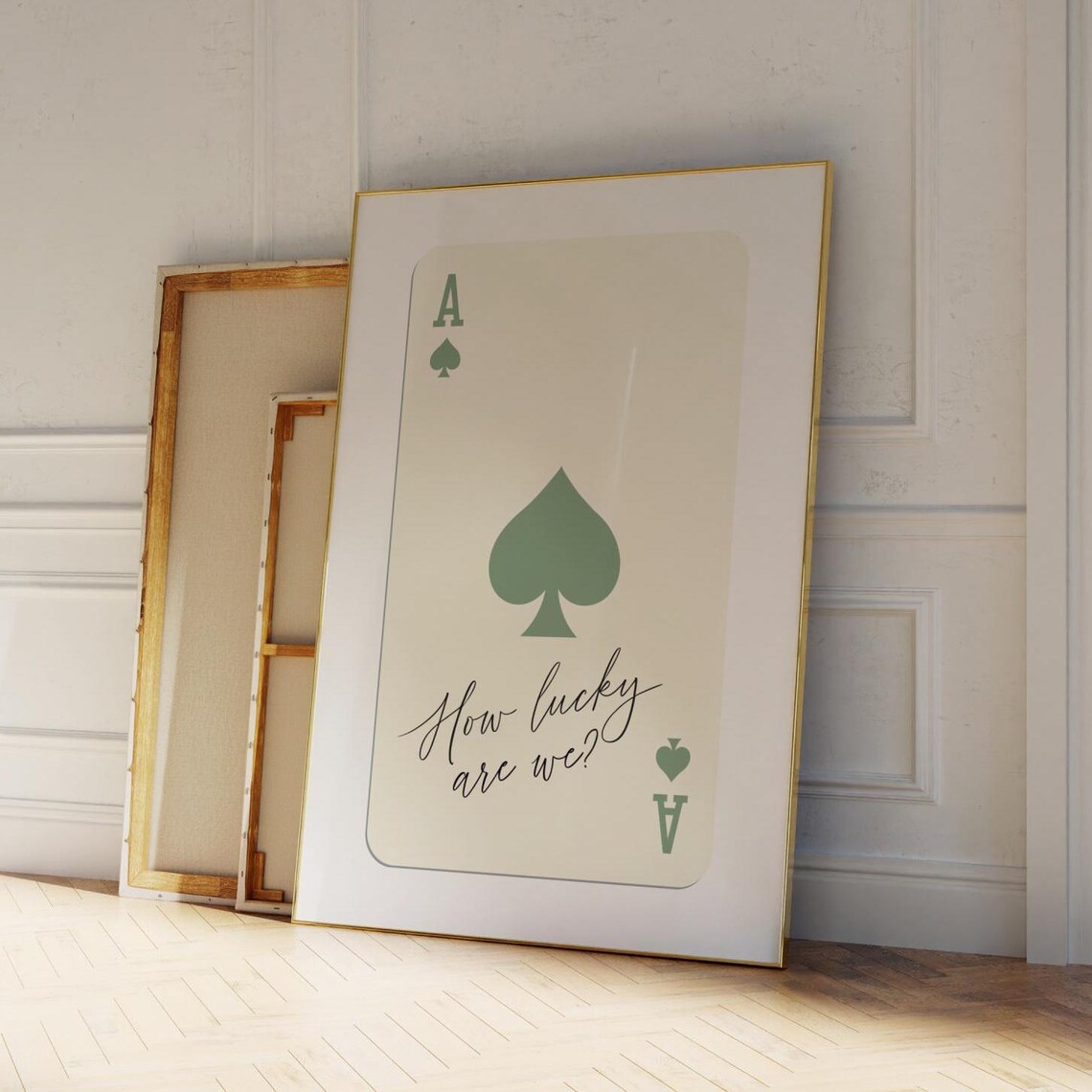 Sage Green Ace Of Spades How Lucky Are We Grateful Quote Card Poster - Image 2
