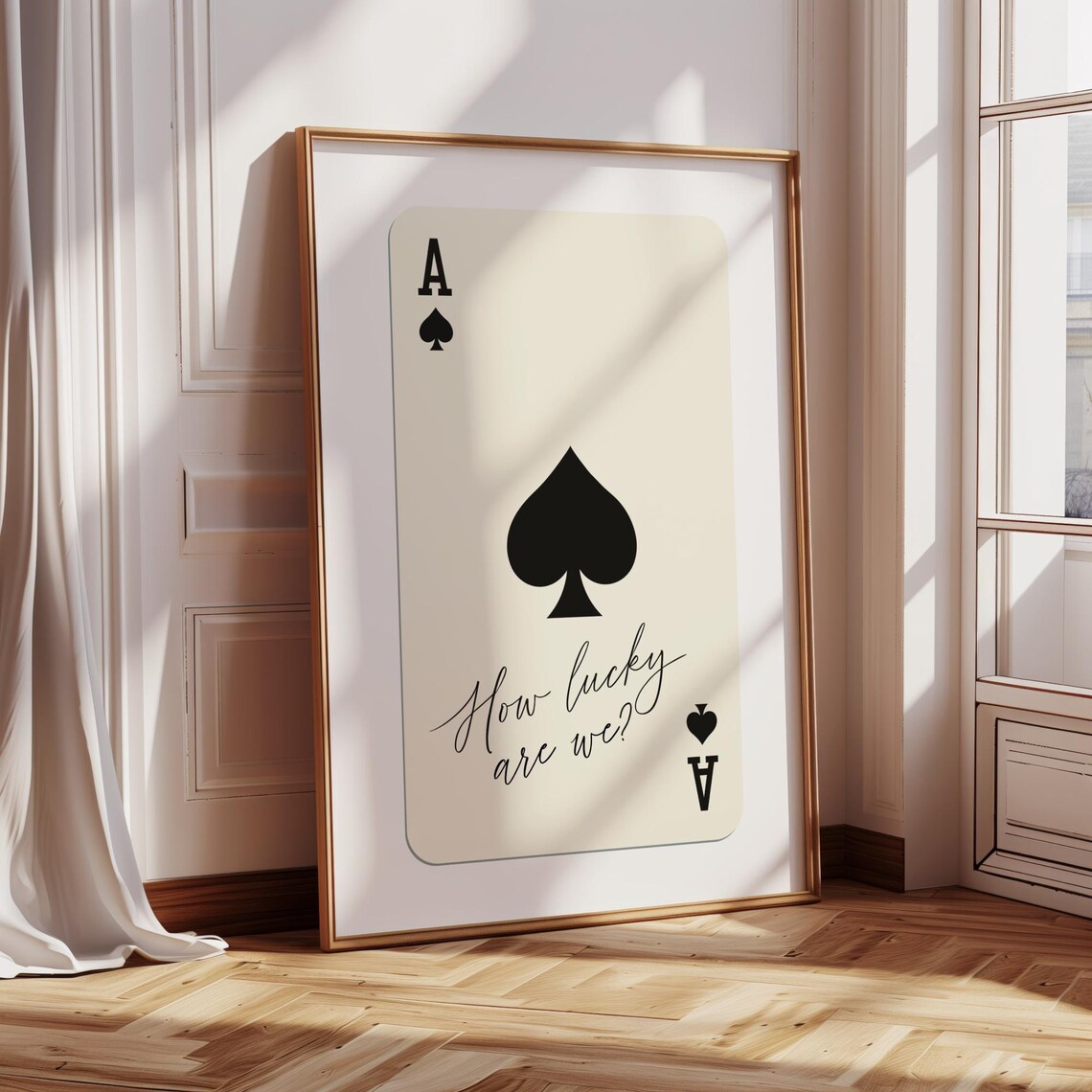 How Lucky Are We Ace Of Spades Cream Vintage Playing Card Poster - Image 2
